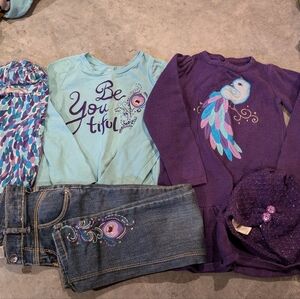 Winter peacock line Gymboree set  with matching beanie